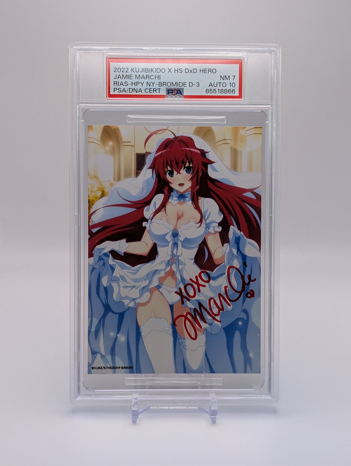 PSA Authentic - 2022 Kujibikido High School DxD Hero Bromide: Rias Gremory Wedding Dress Autographed by Jamie Marchi (PSA/DNA Certified)