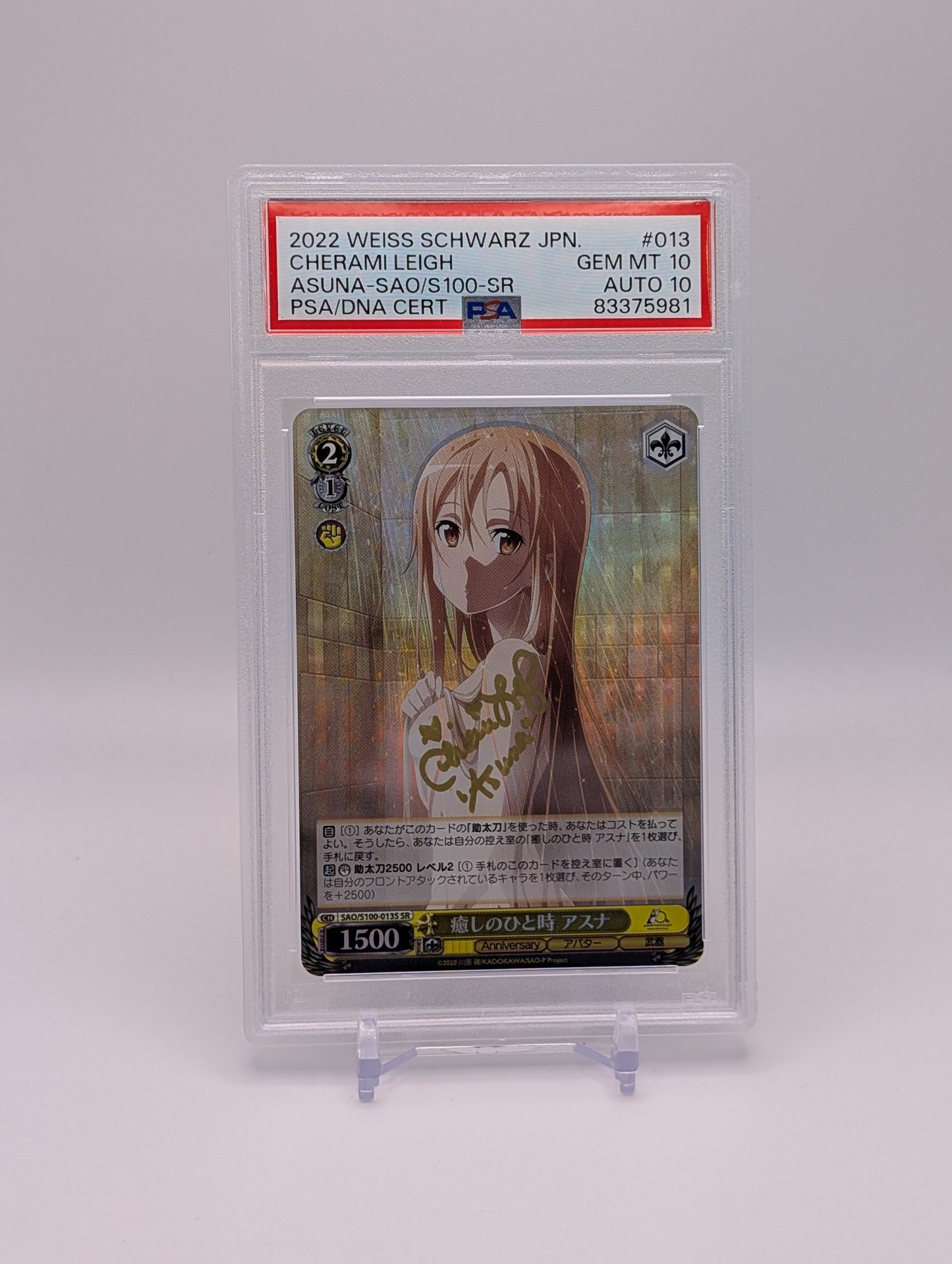 PSA 10 / 10 - Moment of Healing, Asuna - Graded & Autographed by Cherami Leigh